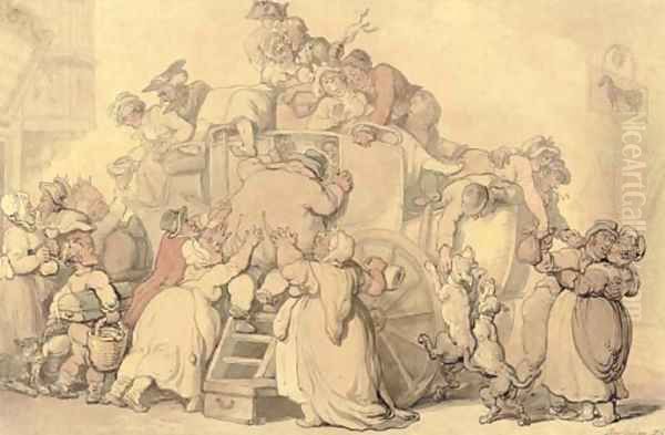 The departure of the stage coach Oil Painting by Thomas Rowlandson