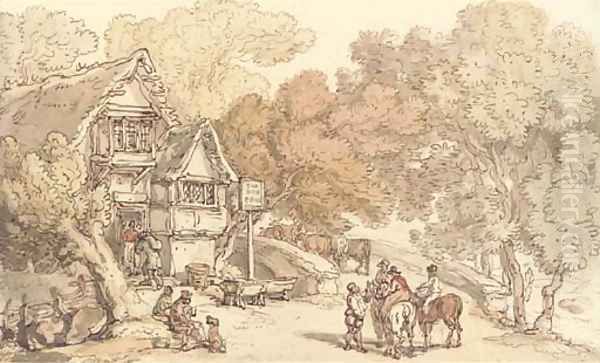 The Dun Cow Inn Oil Painting by Thomas Rowlandson