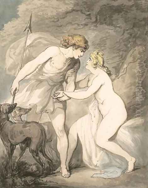 Venus and Adonis Oil Painting by Thomas Rowlandson