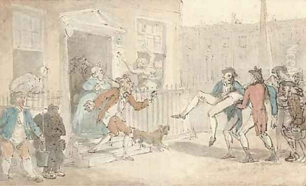 After the duel Oil Painting by Thomas Rowlandson