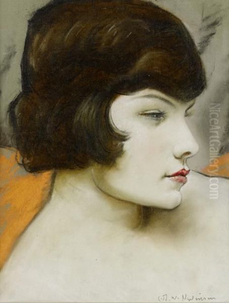 Portrait Of A Lady Oil Painting by Christopher R. Wynne Nevinson