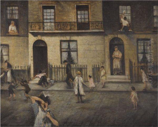 Any London Street Oil Painting by Christopher R. Wynne Nevinson