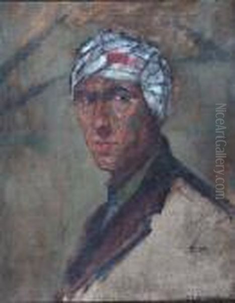 Portrait Of A Woundedsoldier Oil Painting by Christopher R. Wynne Nevinson