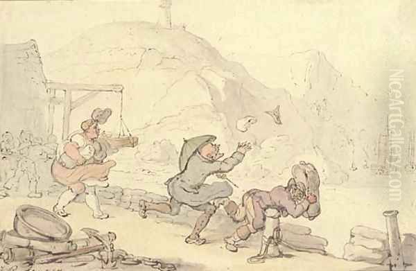 Dr Syntax on a blustery day Oil Painting by Thomas Rowlandson