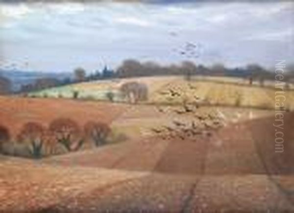 Near Leatherhead Oil Painting by Christopher R. Wynne Nevinson