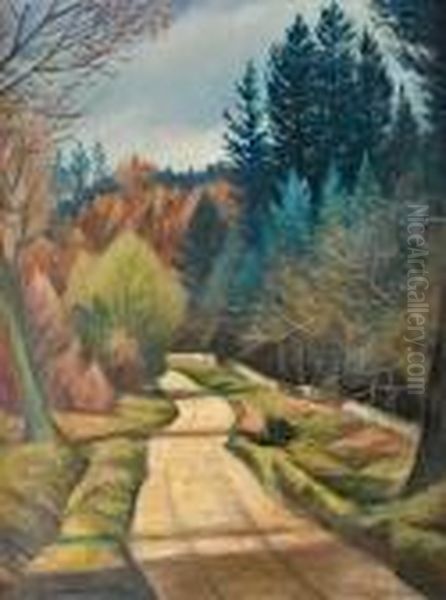 Road Through The Forest Oil Painting by Christopher R. Wynne Nevinson