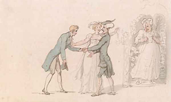 Dr. Syntax and a young couple Oil Painting by Thomas Rowlandson