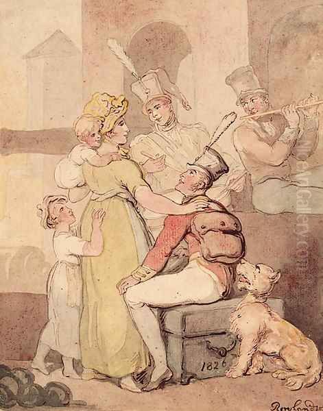 Entertaining soldiers Oil Painting by Thomas Rowlandson