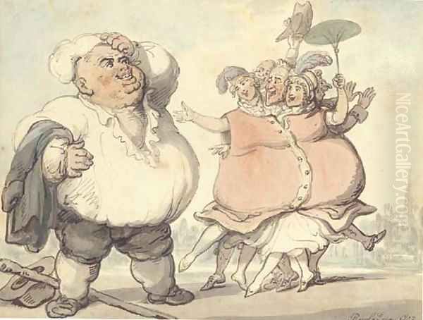 French People astonished at our improvements in the Breed of Fat Cattle Oil Painting by Thomas Rowlandson