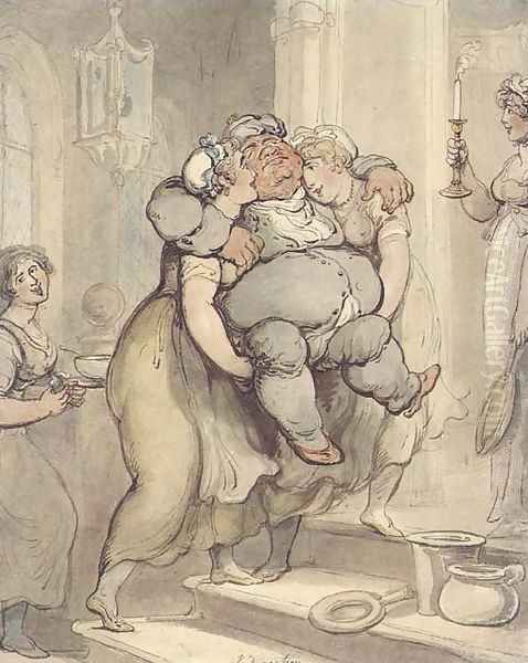 Indigestion Oil Painting by Thomas Rowlandson