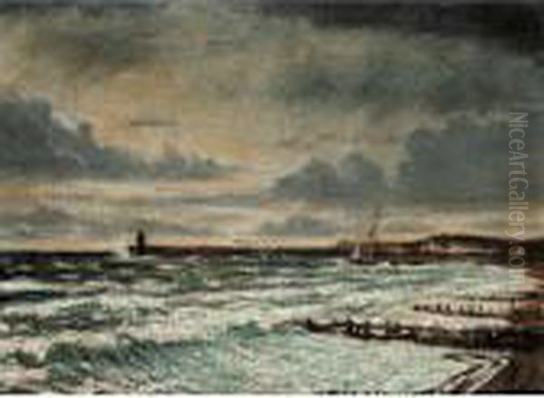 Newhaven Oil Painting by Christopher R. Wynne Nevinson