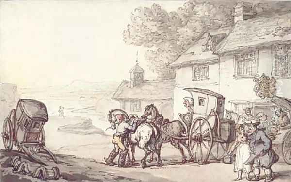 Journeying from a coastal inn Oil Painting by Thomas Rowlandson