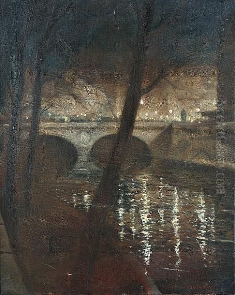 Paris, La Nuit Oil Painting by Christopher R. Wynne Nevinson