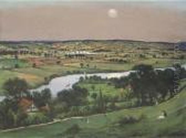 The Thames From Winter Hill Near Cookham Oil Painting by Christopher R. Wynne Nevinson