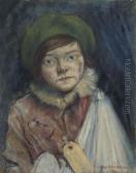 Camden Town Kid Or Cockney Stoic Oil Painting by Christopher R. Wynne Nevinson