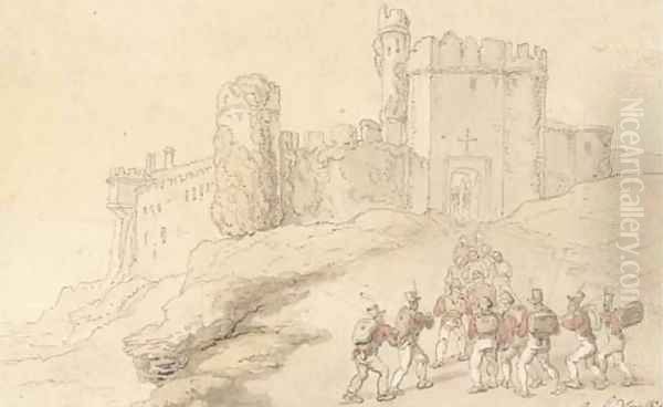 Manorbeer Castle, Pembroke Oil Painting by Thomas Rowlandson