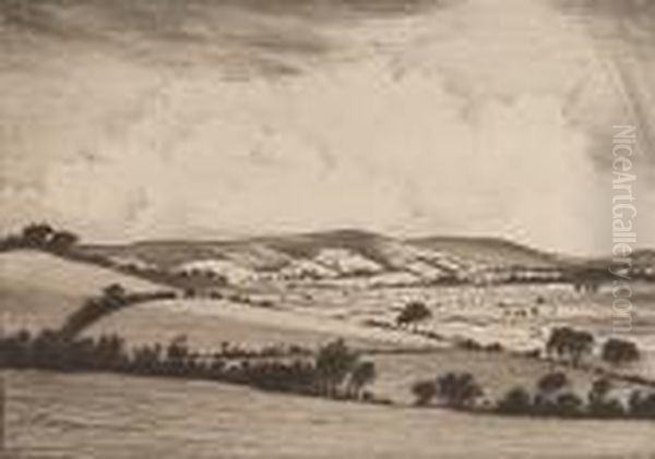 Valley In The South Downs (guichard 41) Oil Painting by Christopher R. Wynne Nevinson