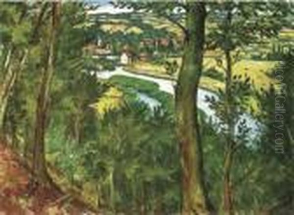 On The Fringe Of A Wood Oil Painting by Christopher R. Wynne Nevinson