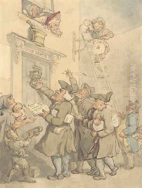 Quarterly Duns of Clamorous Tax-Gatherers Oil Painting by Thomas Rowlandson