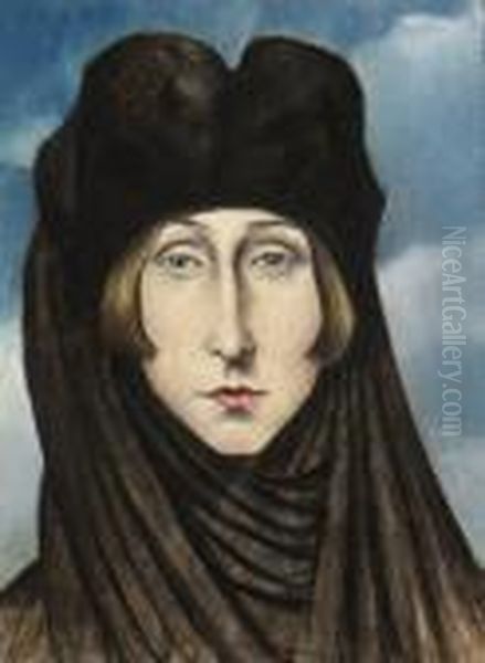 Portrait Of Edith Sitwell Oil Painting by Christopher R. Wynne Nevinson