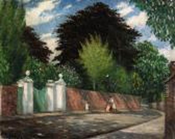 Outside The Gate Oil Painting by Christopher R. Wynne Nevinson