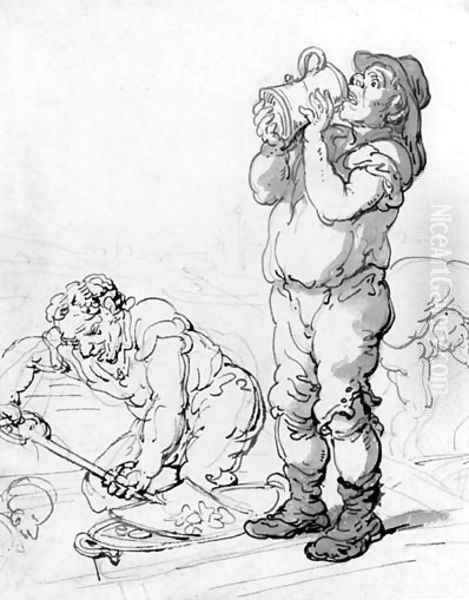 Study of two coal heavers Oil Painting by Thomas Rowlandson