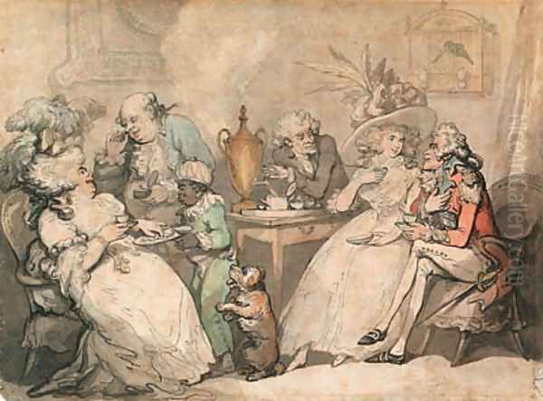 Tea on Shore Oil Painting by Thomas Rowlandson