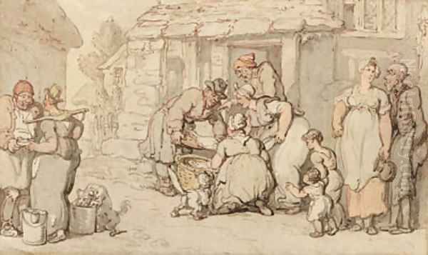 The poultry market Oil Painting by Thomas Rowlandson