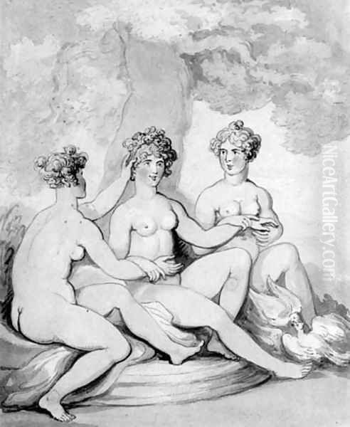 The three Graces Oil Painting by Thomas Rowlandson