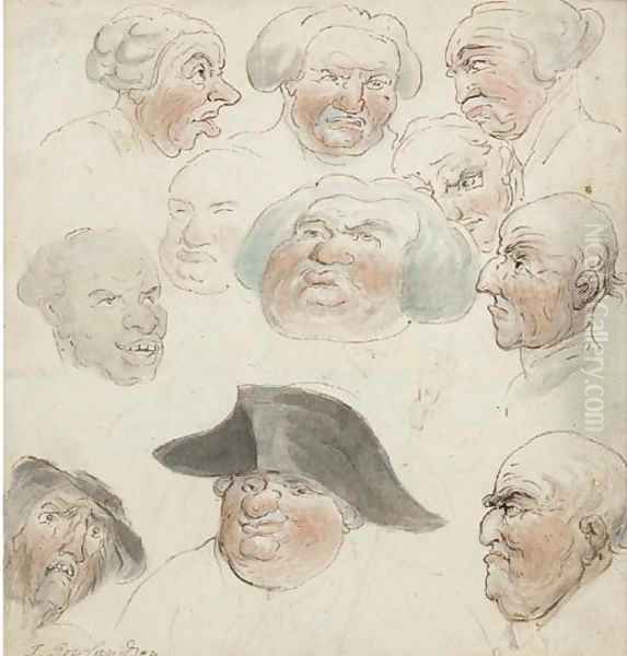 A group of 18th Century caricatures Oil Painting by Thomas Rowlandson