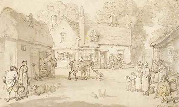 A village scene Oil Painting by Thomas Rowlandson