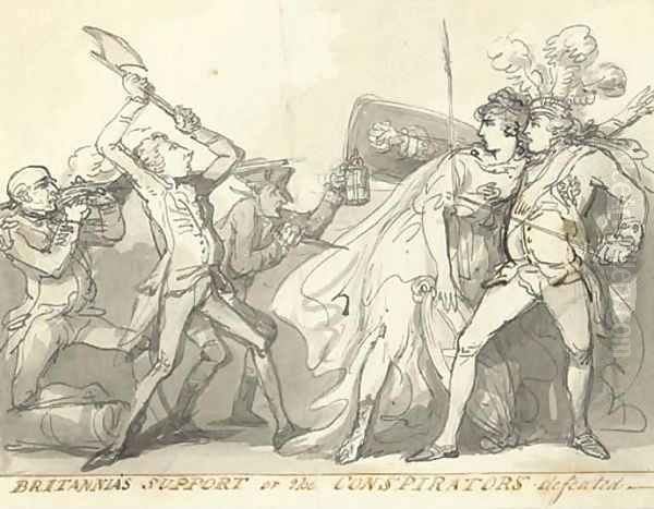 Britannia's support or the conspirators defeated Oil Painting by Thomas Rowlandson