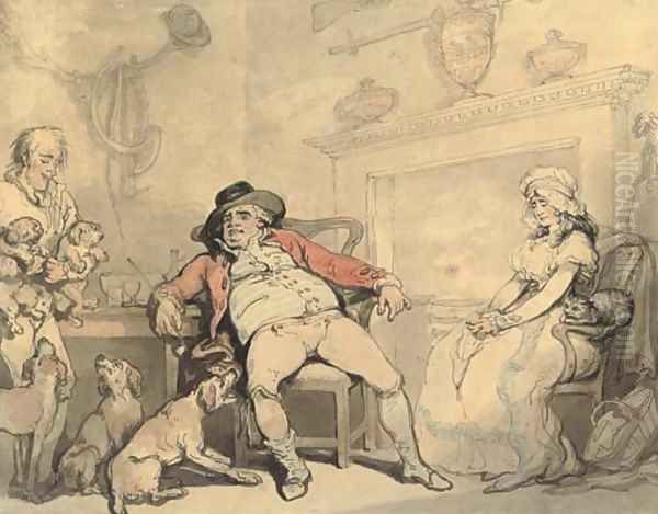 Buying a pup Oil Painting by Thomas Rowlandson