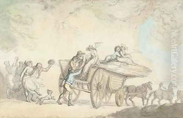 Harvesters merrymaking Oil Painting by Thomas Rowlandson