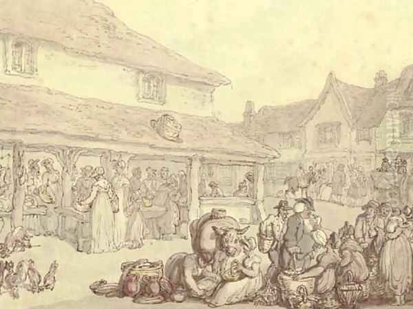 Market day in the village Oil Painting by Thomas Rowlandson