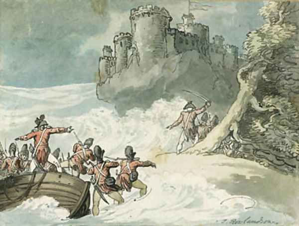 Soldiers storming a castle Oil Painting by Thomas Rowlandson