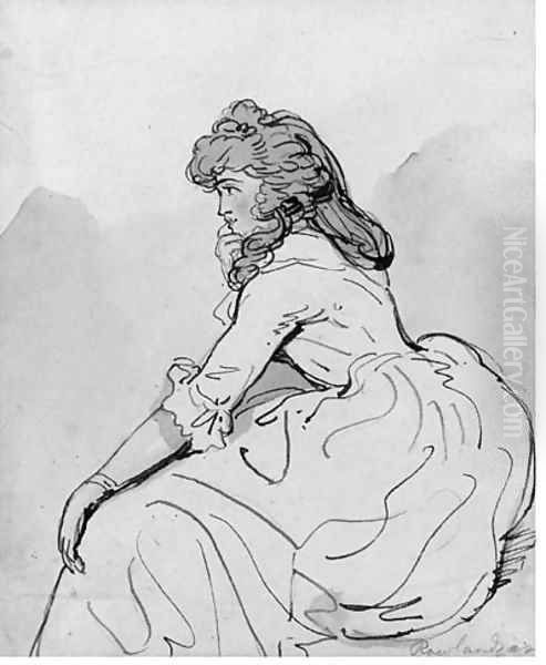 Study of a young lady, in profile Oil Painting by Thomas Rowlandson