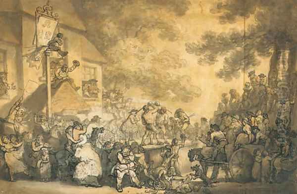 The Broadsticks match Oil Painting by Thomas Rowlandson