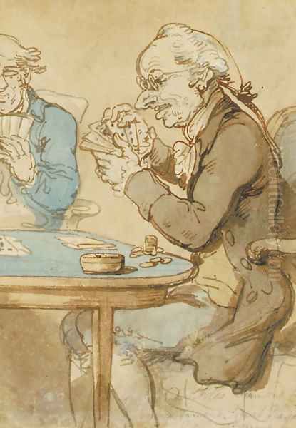 The card players Oil Painting by Thomas Rowlandson