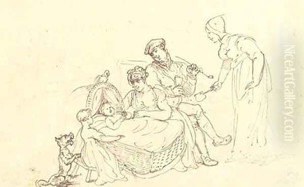 The new arrival Oil Painting by Thomas Rowlandson