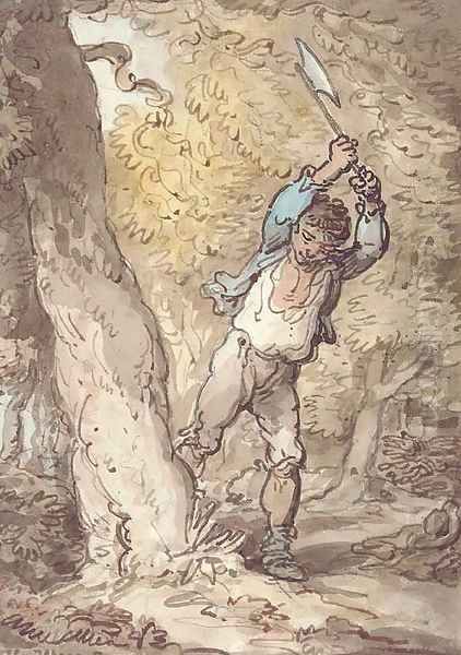 The Woodcutter Oil Painting by Thomas Rowlandson