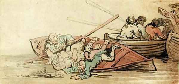 Two overboard Oil Painting by Thomas Rowlandson