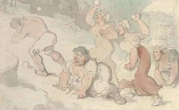 Winter frolics Oil Painting by Thomas Rowlandson