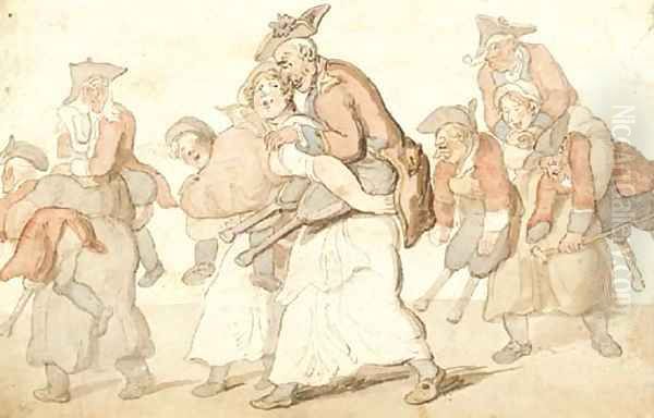 Chelsea pensioners Oil Painting by Thomas Rowlandson