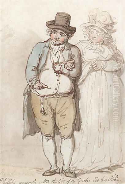 Phillips commonly called the God of the Greeks and his Rib Oil Painting by Thomas Rowlandson