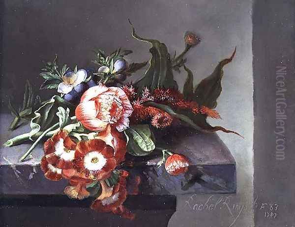 A Bouquet of Peonies on a Marble Ledge, 1747 Oil Painting by Rachel Ruysch