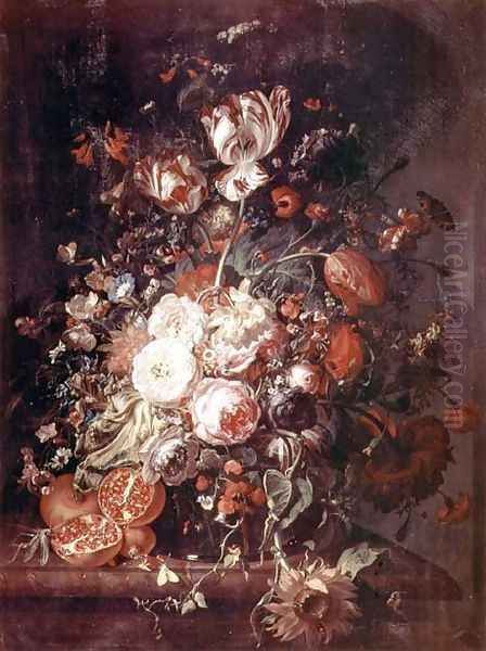 Flowers and Fruit Oil Painting by Rachel Ruysch