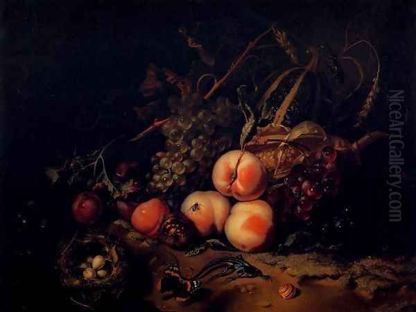 Still-Life with Fruit and Insects Oil Painting by Rachel Ruysch