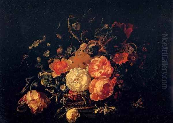 Basket of Flowers Oil Painting by Rachel Ruysch