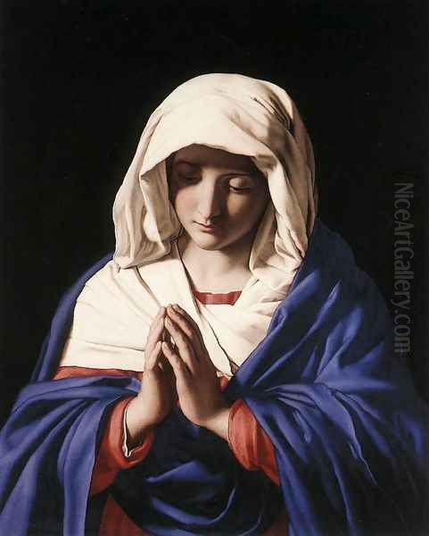 The Virgin in Prayer 1640-50 Oil Painting by Francesco de' Rossi (see Sassoferrato)